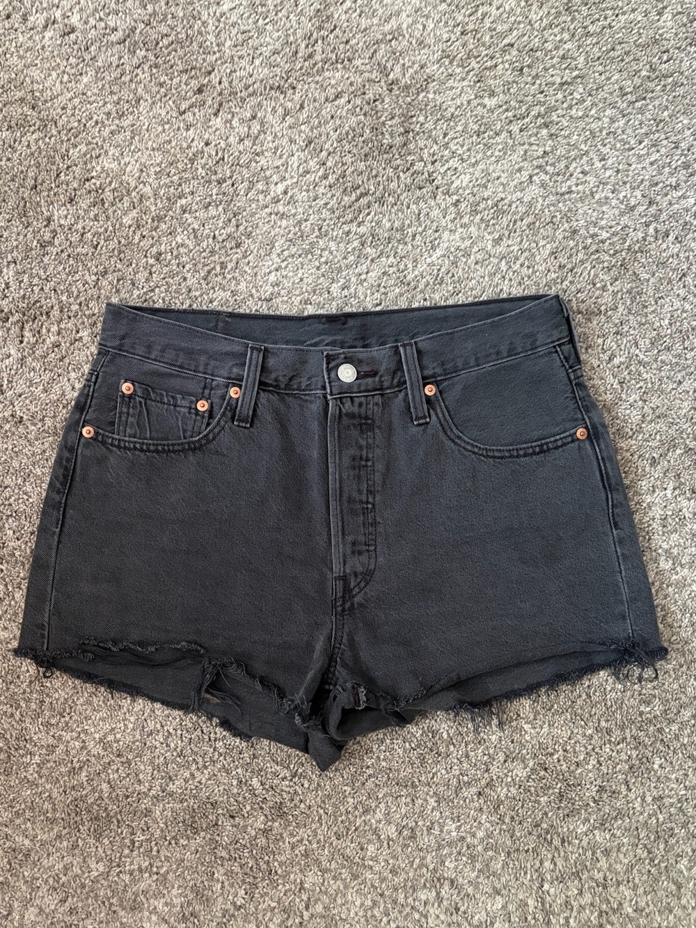 Women’s Levi’s 501 Black High-Rise Frayed Hem Denim Shorts